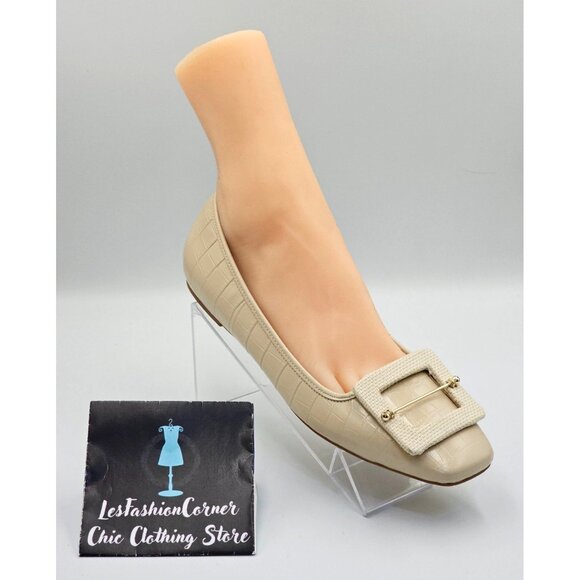 NWOB Zac Zac Posen Women's Beige Leather Vonte Skimmer Square Flats Sz 9.5 2692 - Picture 13 of 16